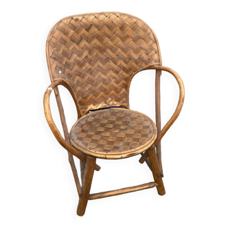 Children's armchair in woven chestnut