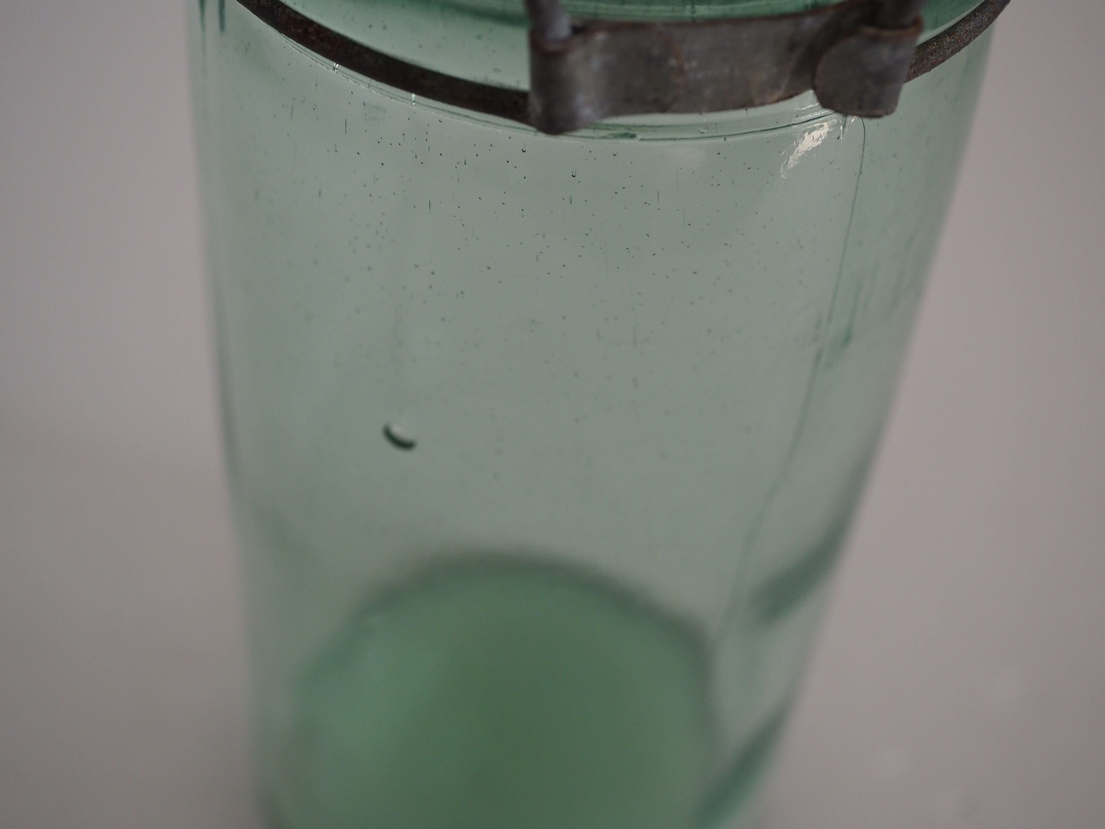 Green "ideale" glass canning jar