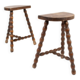 Paire tabouret de vacher rustique