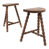 Paire tabouret de vacher rustique