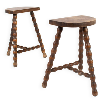 Paire tabouret de vacher rustique