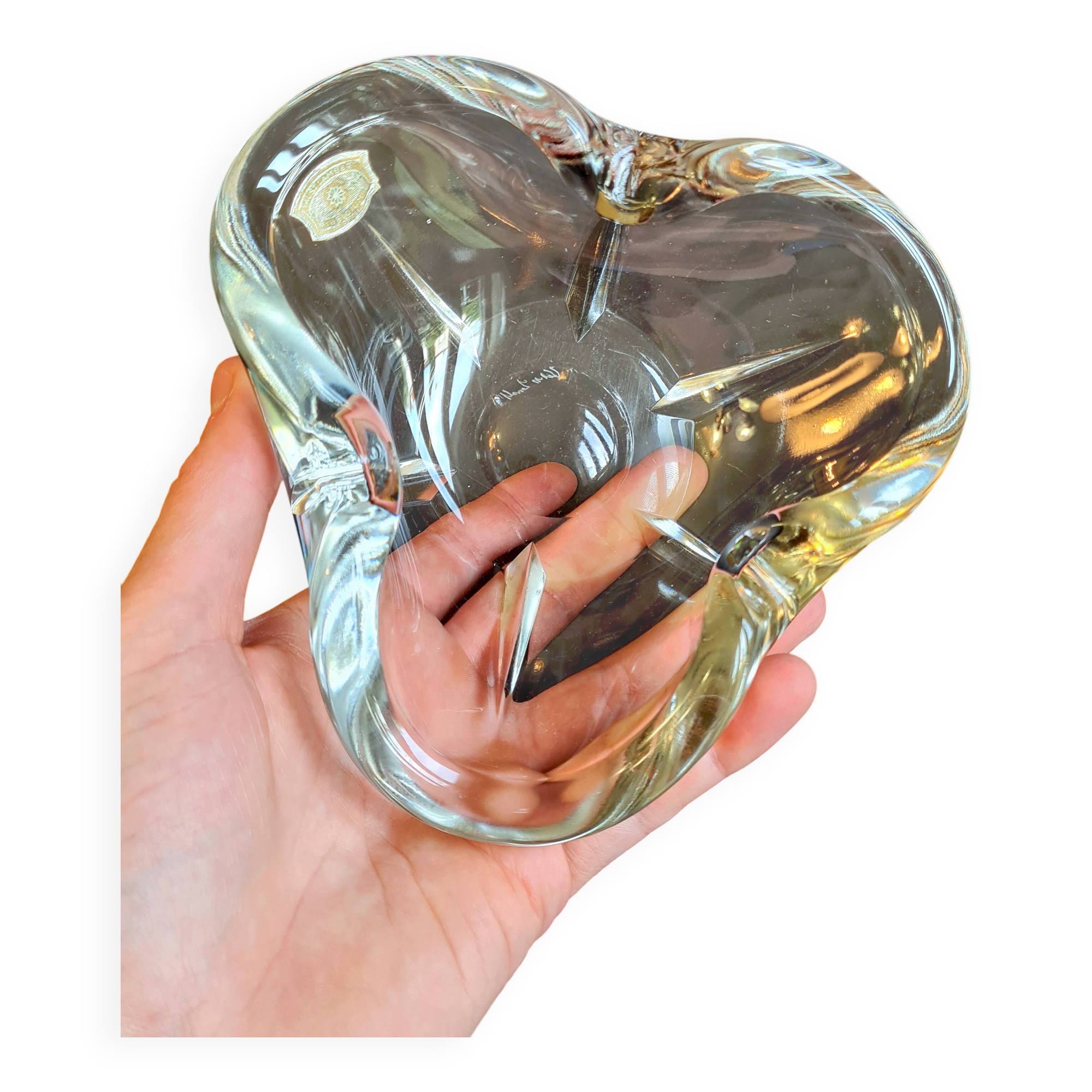 Val Saint Lambert Blown Crystal Ashtray / Pocket Tray (Vintage)