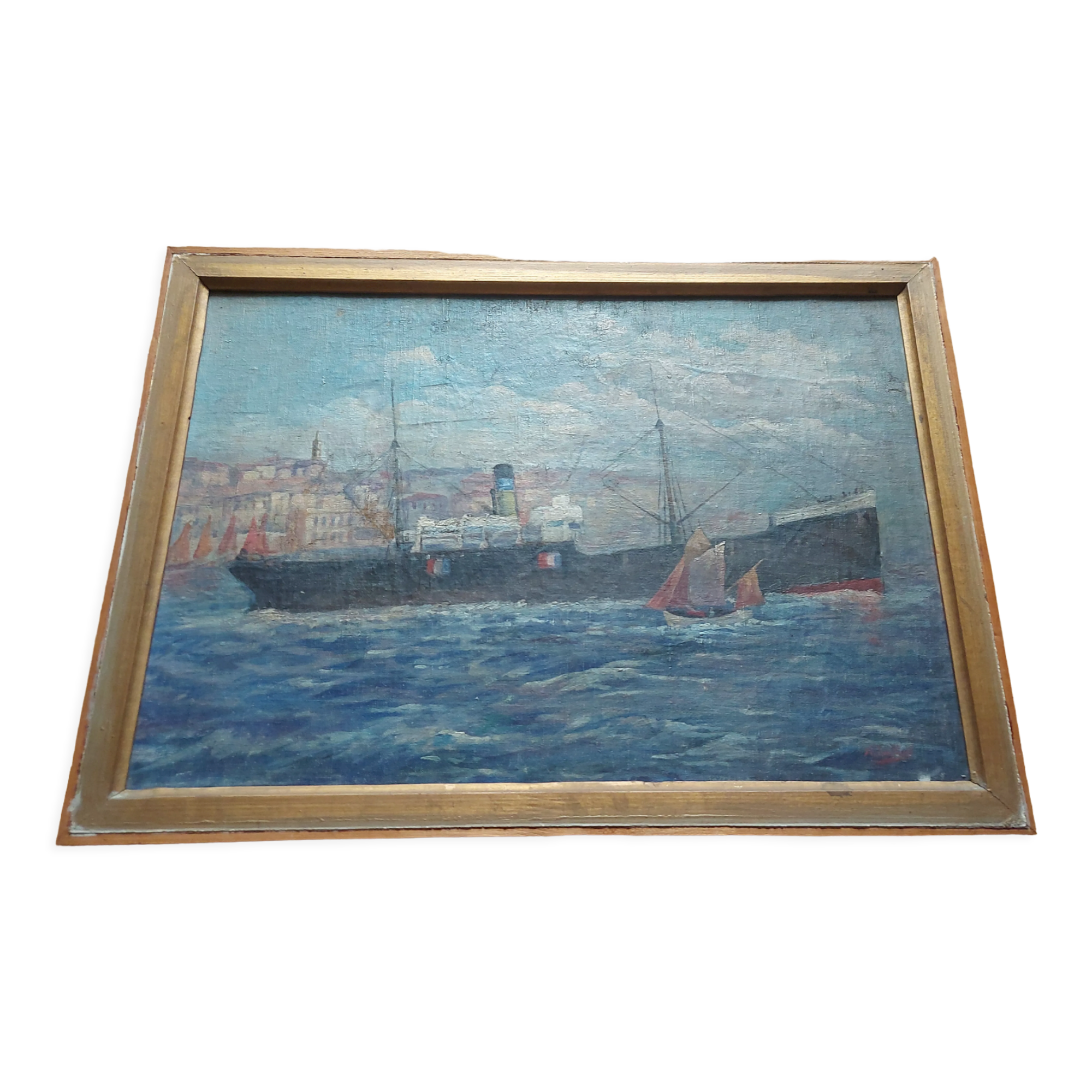 Marine , boat , entrance to the port of Marseille ( le panier )