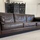 Vintage danish mid-century 3 person brown leather sofa by georg thams 1960s