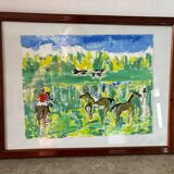 Signed gouache of horses