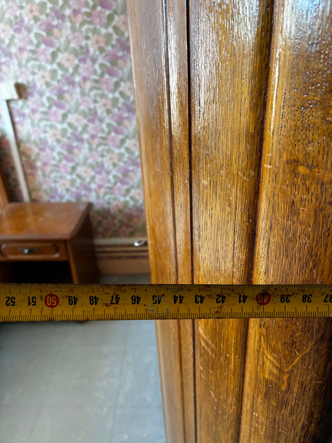 Antique Art Deco solid wood wardrobe with mirror