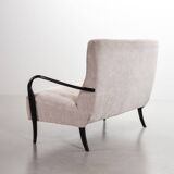 Guglielmo Ulrich Two Seat Sofa in Grey Silver Fabric. Italy, 1950s