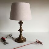 Vintage brass and velvet geometric lamp