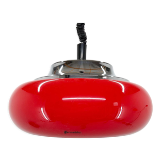 Mid century red pendant by Harvey Guzzini for Meblo, Italy