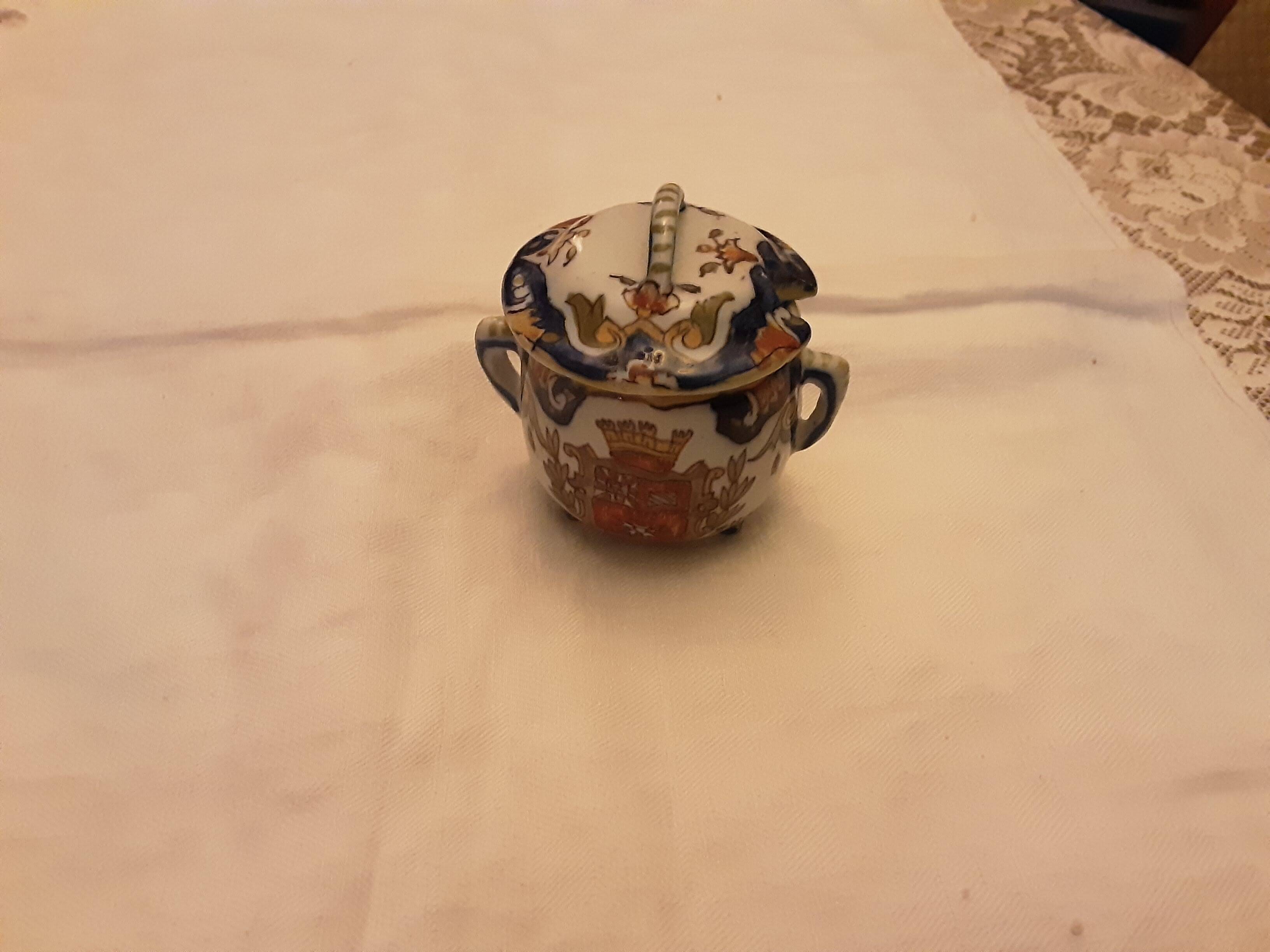 Antique faience mustard pot rouen dijon mustard