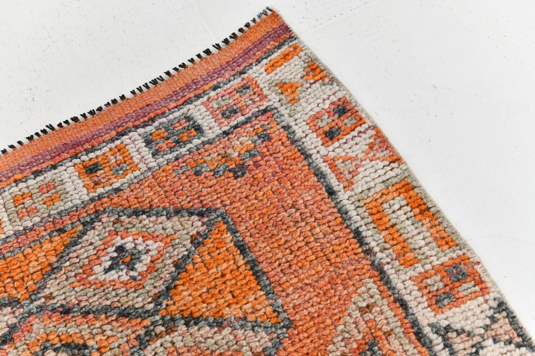 3x11 Salmon & Orange Muted Color Turkish Runner Rug, 92x336 Cm