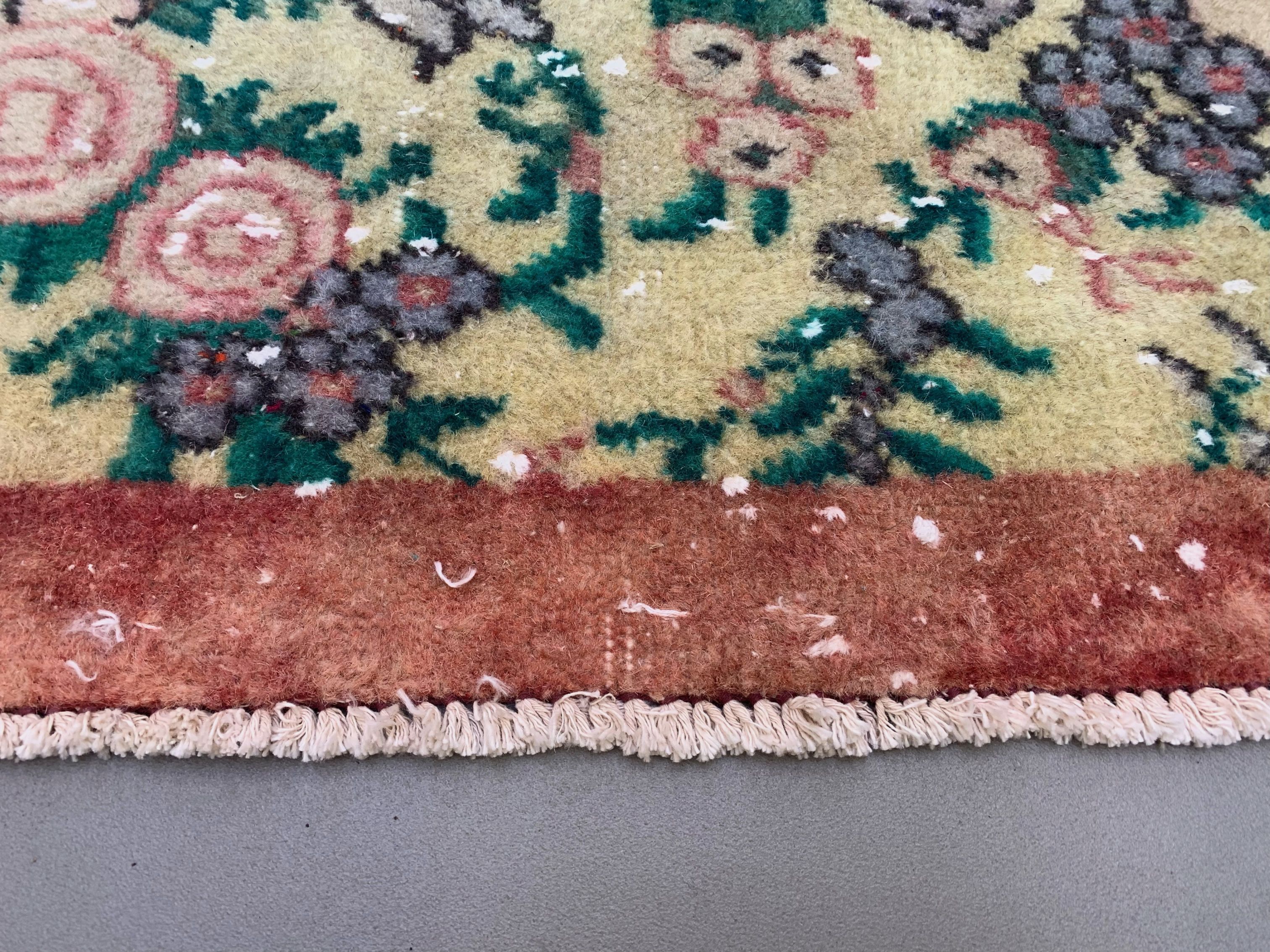 Vintage turkish rug 206x135 cm shabby distressed carpet medium