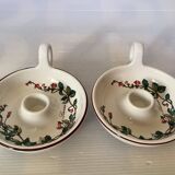 Pair of botanical flower candlesticks Villeroy and Boch