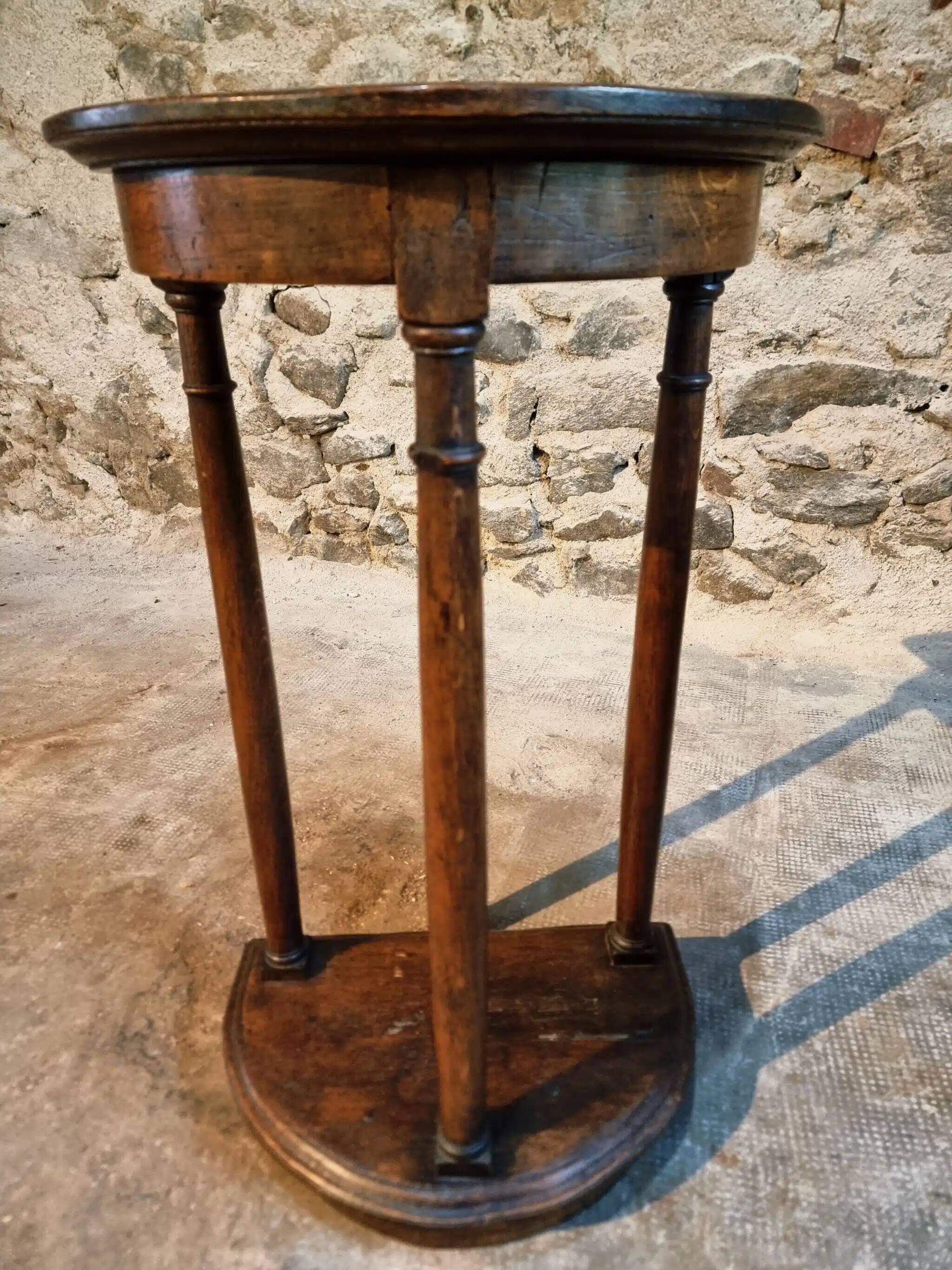 Pair of antique solid wood half-moon side tables, 19th century