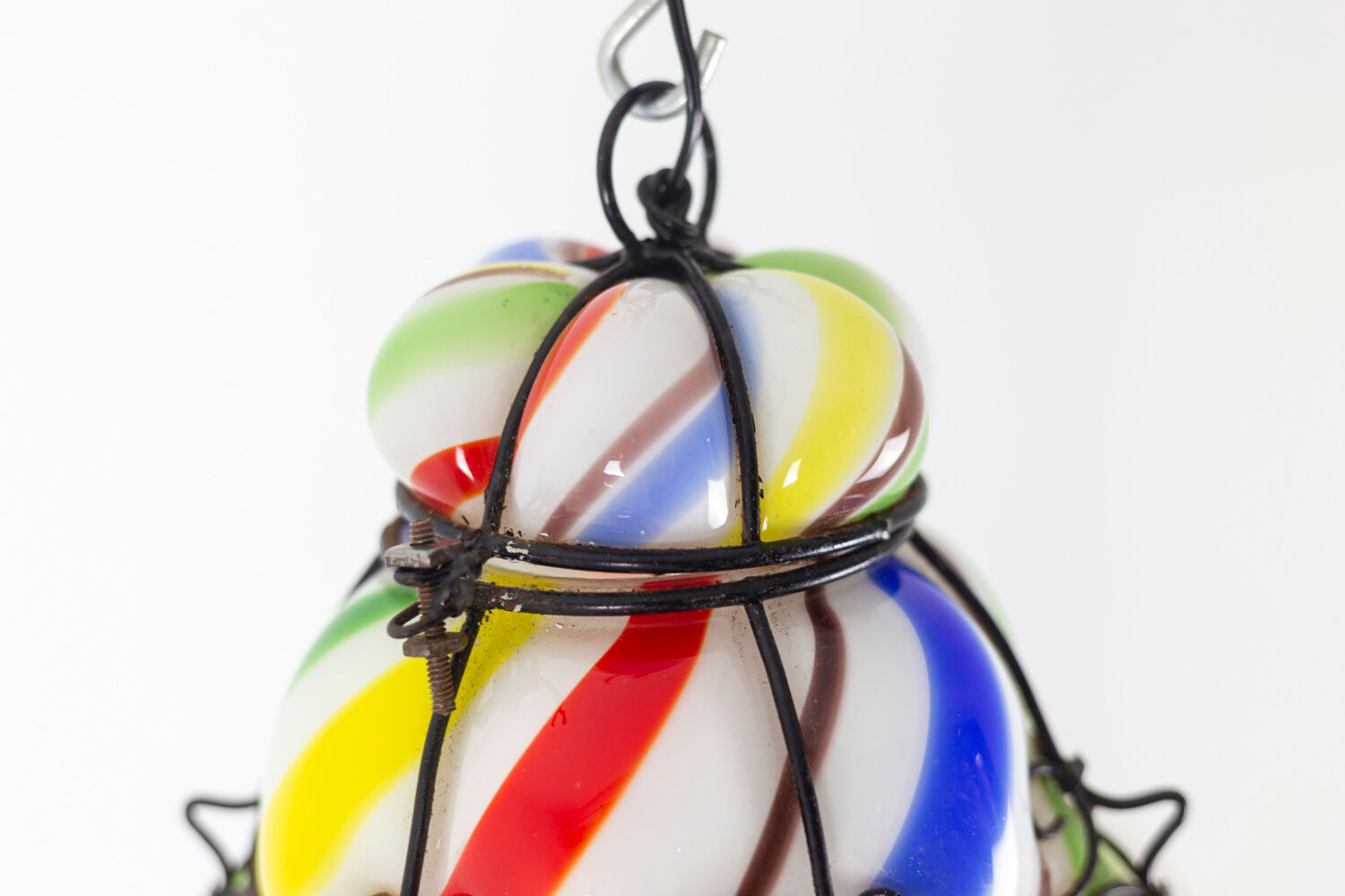 Series of polychrome glass "barley sugar" lanterns, 1950s
