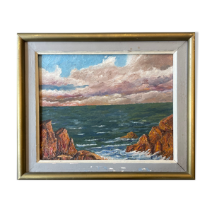 Tableau peinture ancienne paysage