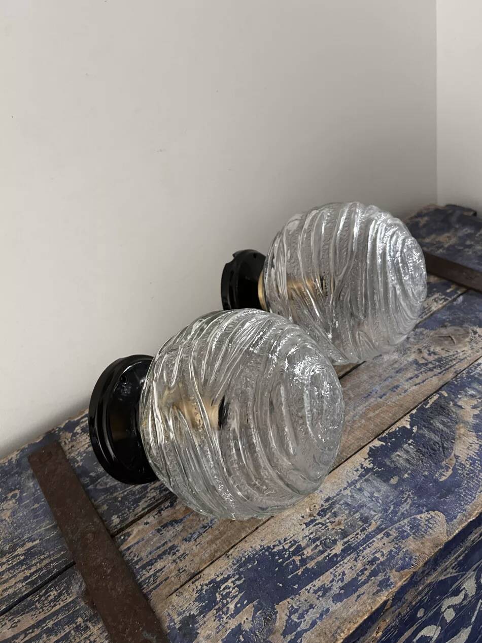 Pair of seventies globe wall lights