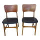 Set of 2 vintage Scandinavian chairs in teak and black faux leather by Kofod-Larsen, Denmark, 1960s.