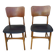 Set of 2 vintage Scandinavian chairs in teak and black faux leather by Kofod-Larsen, Denmark, 1960s.