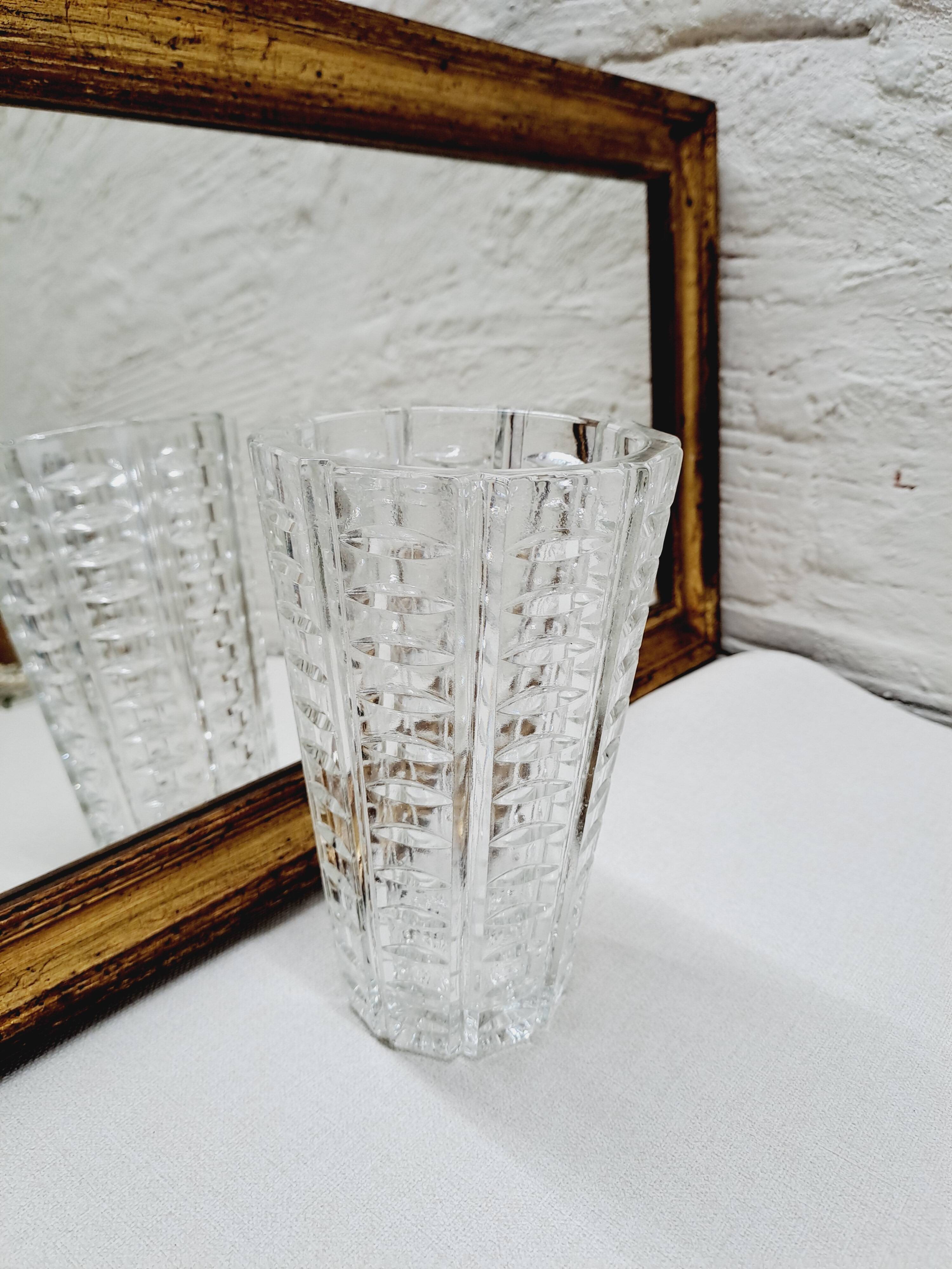 Chiseled glass vase 1960s