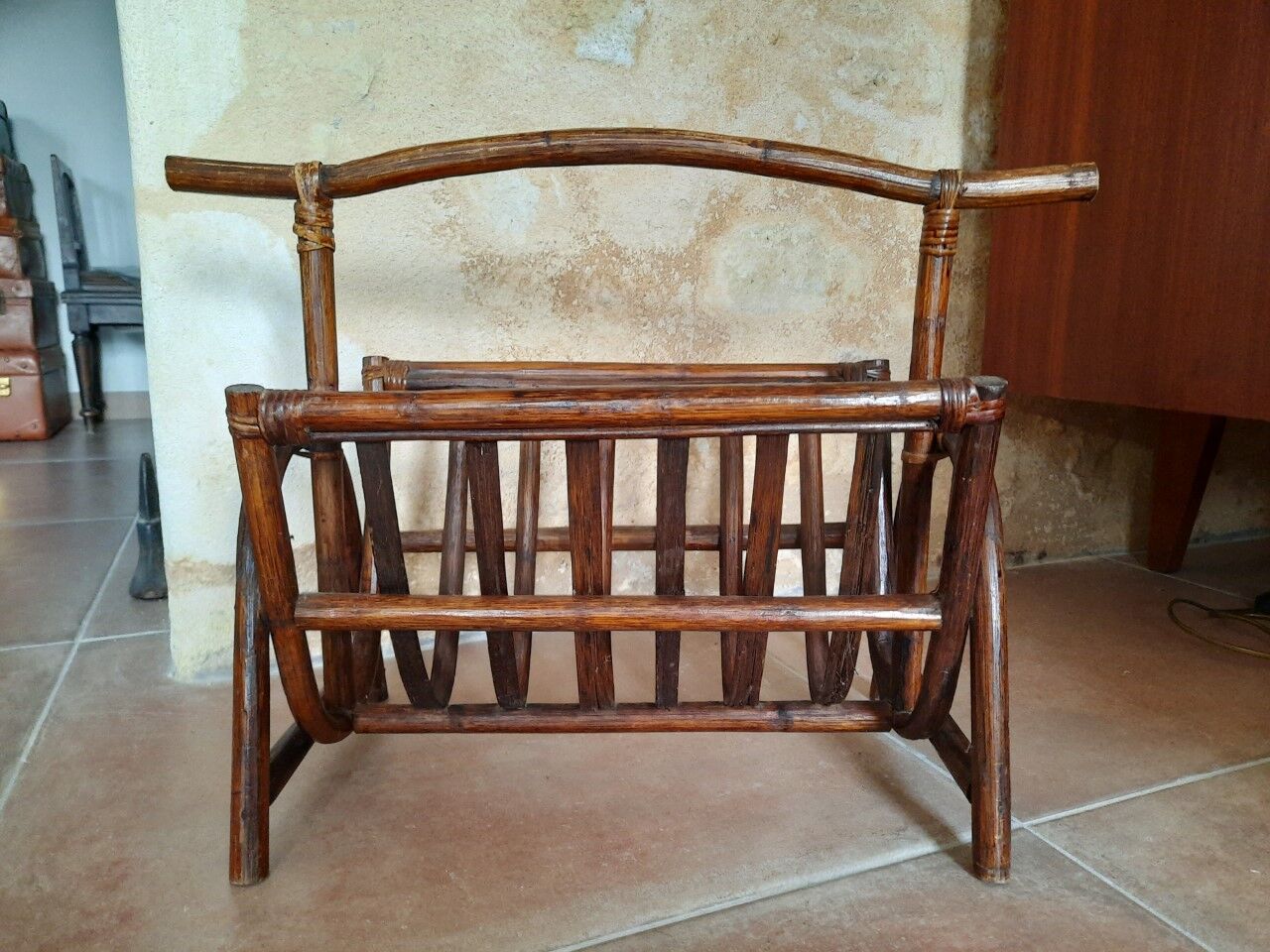 Rattan magazine holders