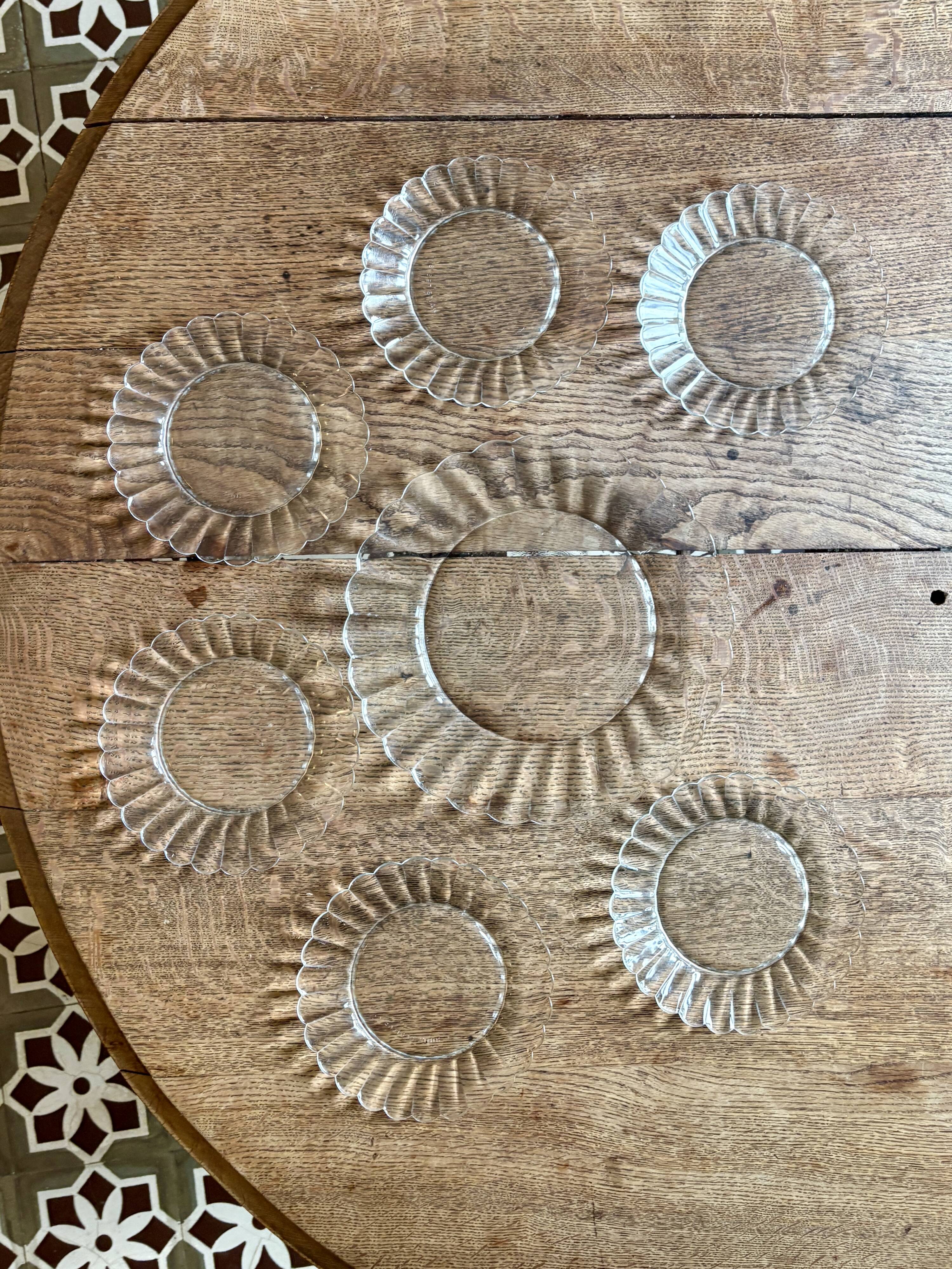 Vintage dessert service in clear glass