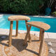 Set of 2 stools brutalist tripod oak/beech