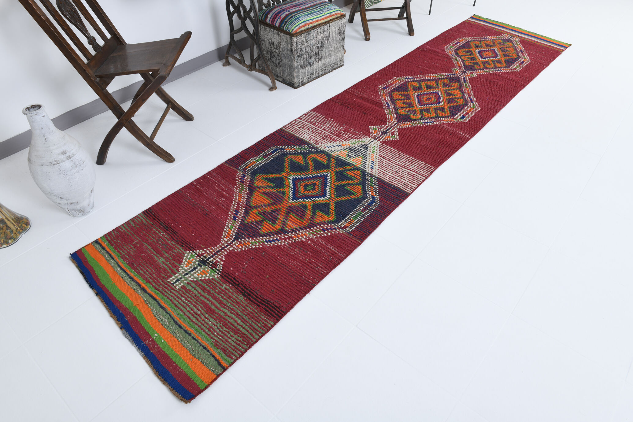 3x12 Vintage Herki Runner Rug,83x358Cm