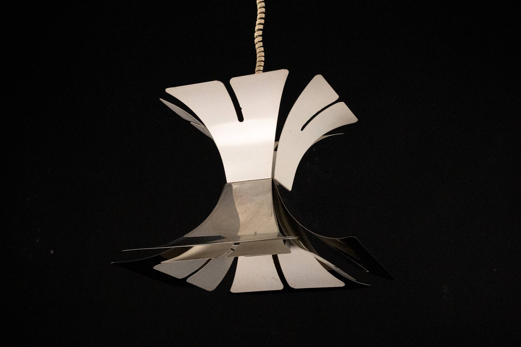 1970s Goffredo Reggiani Style Lacquer & Chrome Chandelier