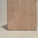 Artedi Italy coffee table in travertine, brass and glass 1970s