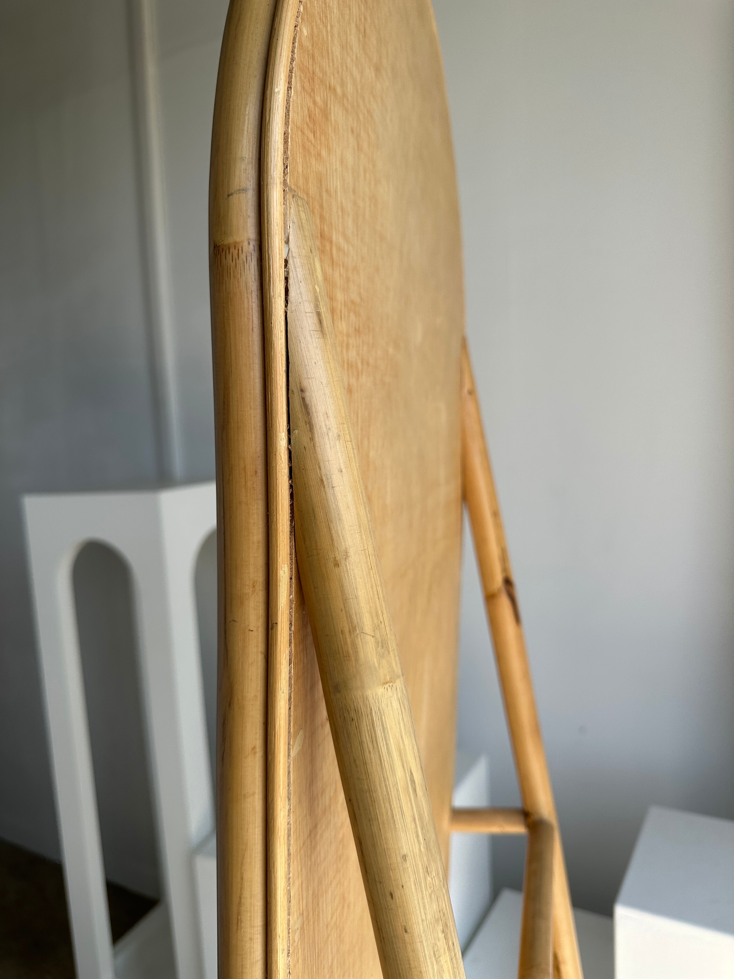 Floor mirror in bamboo and rattan H:1m80
