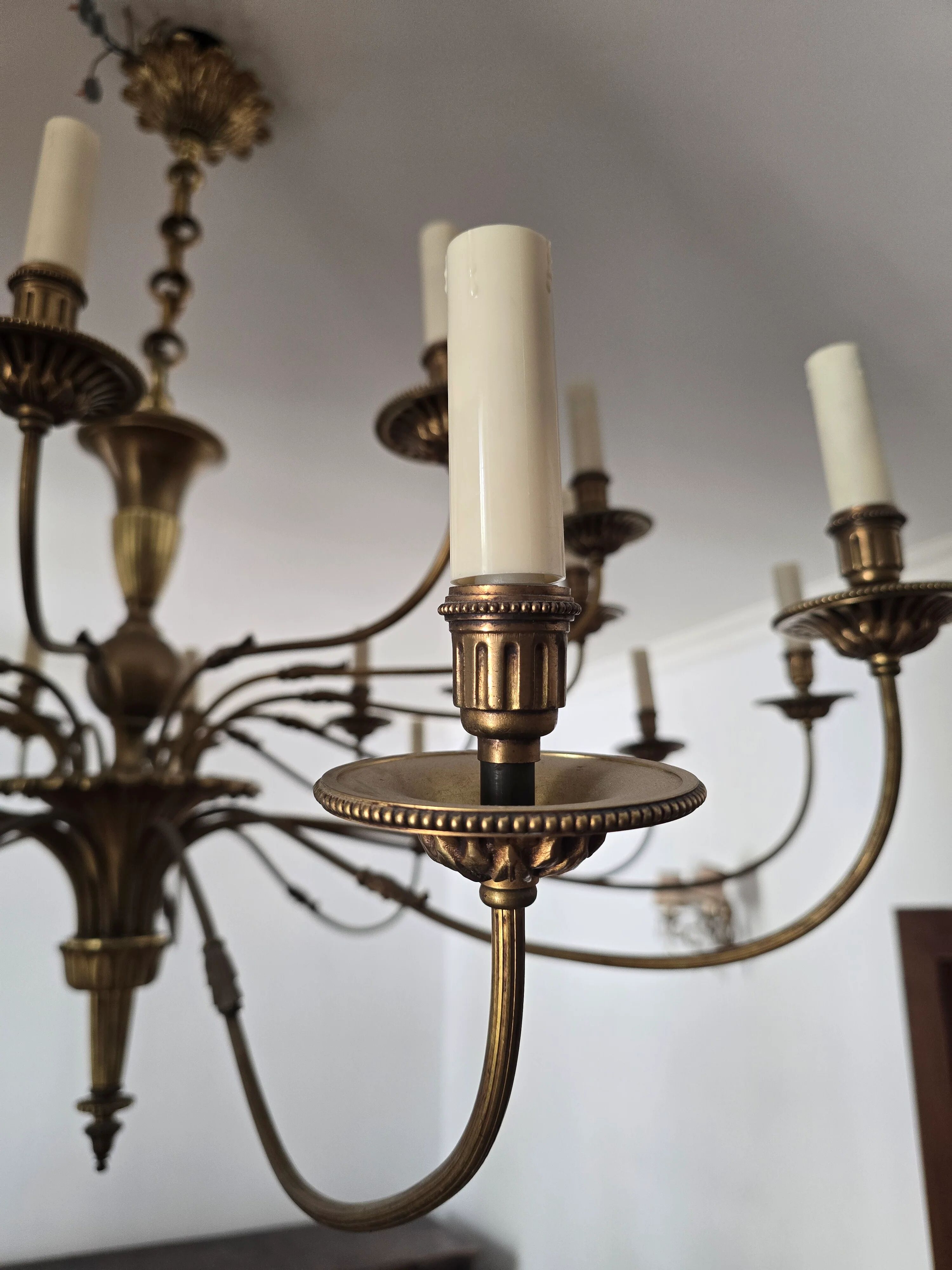 Large solid brass chandelier with 24 lights
