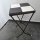 Vintage art deco table in wrought iron and black and white ceramic