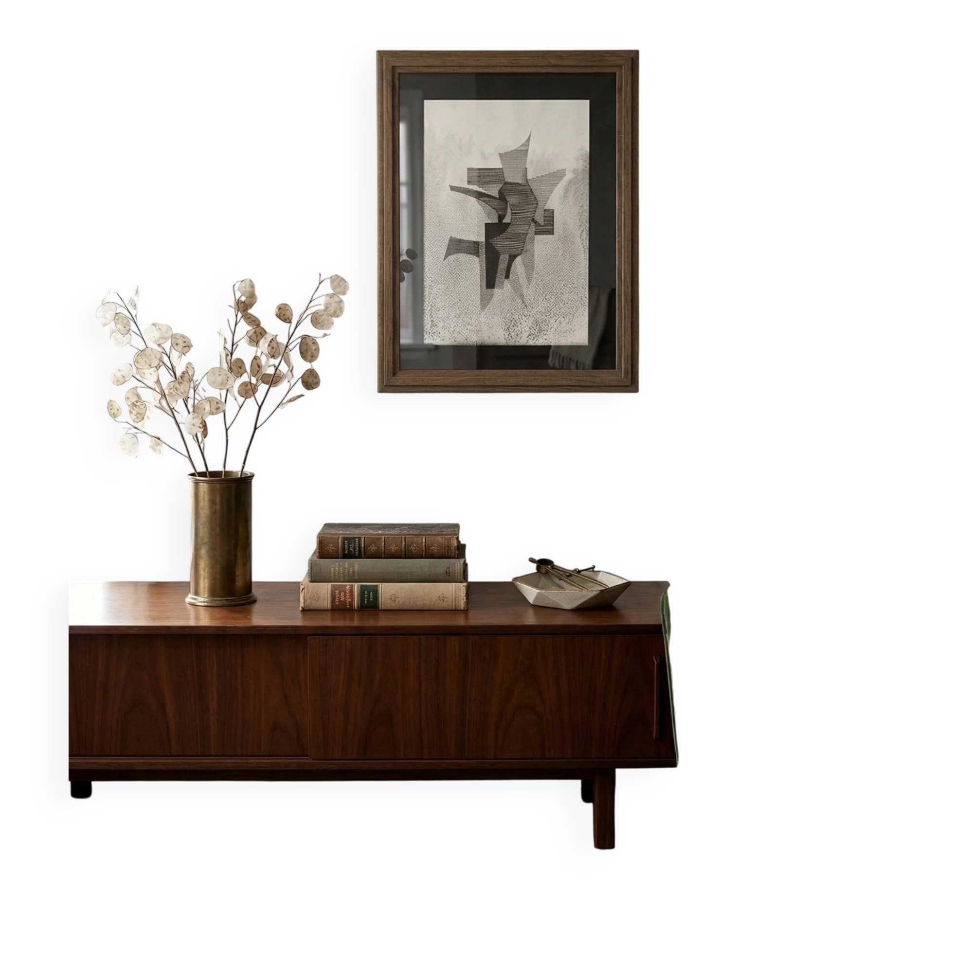 Original work on paper framed, signed Eugène Eechaut, created in ink in 1973.