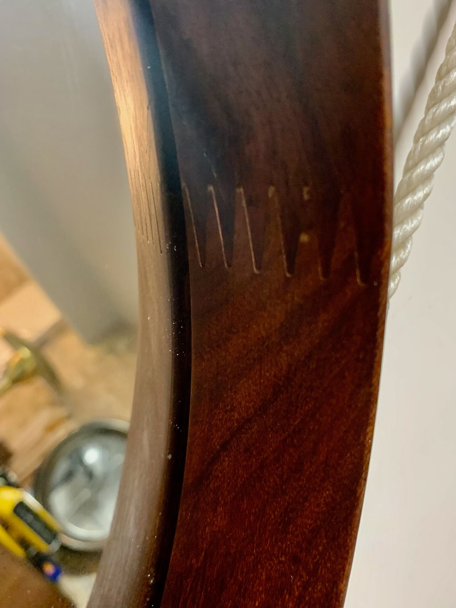 Teak vintage wall mirror, 60s mid century modern wood mirror made in italy