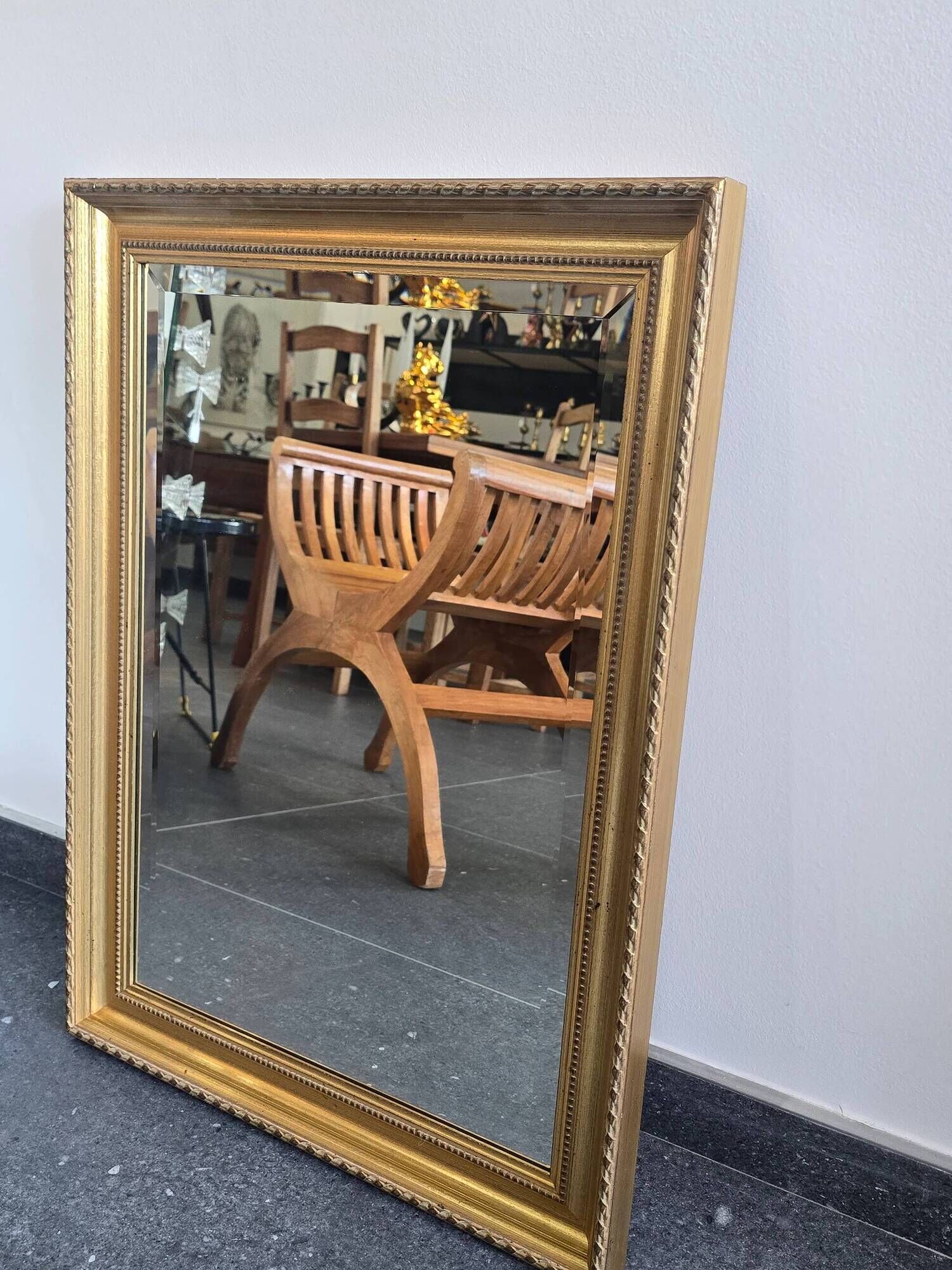 Golden mirror with bevelled glass – 70 × 52 cm
