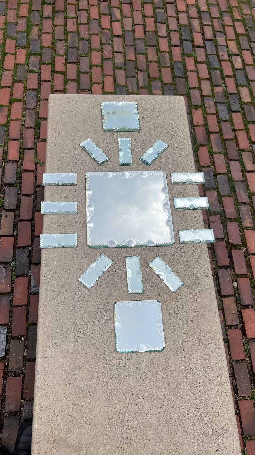 Beveled mirror glass - knife holders bottle coasters