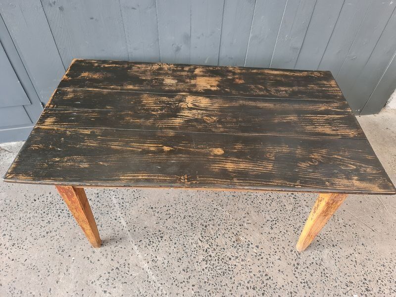 Wooden farmhouse table top black patina