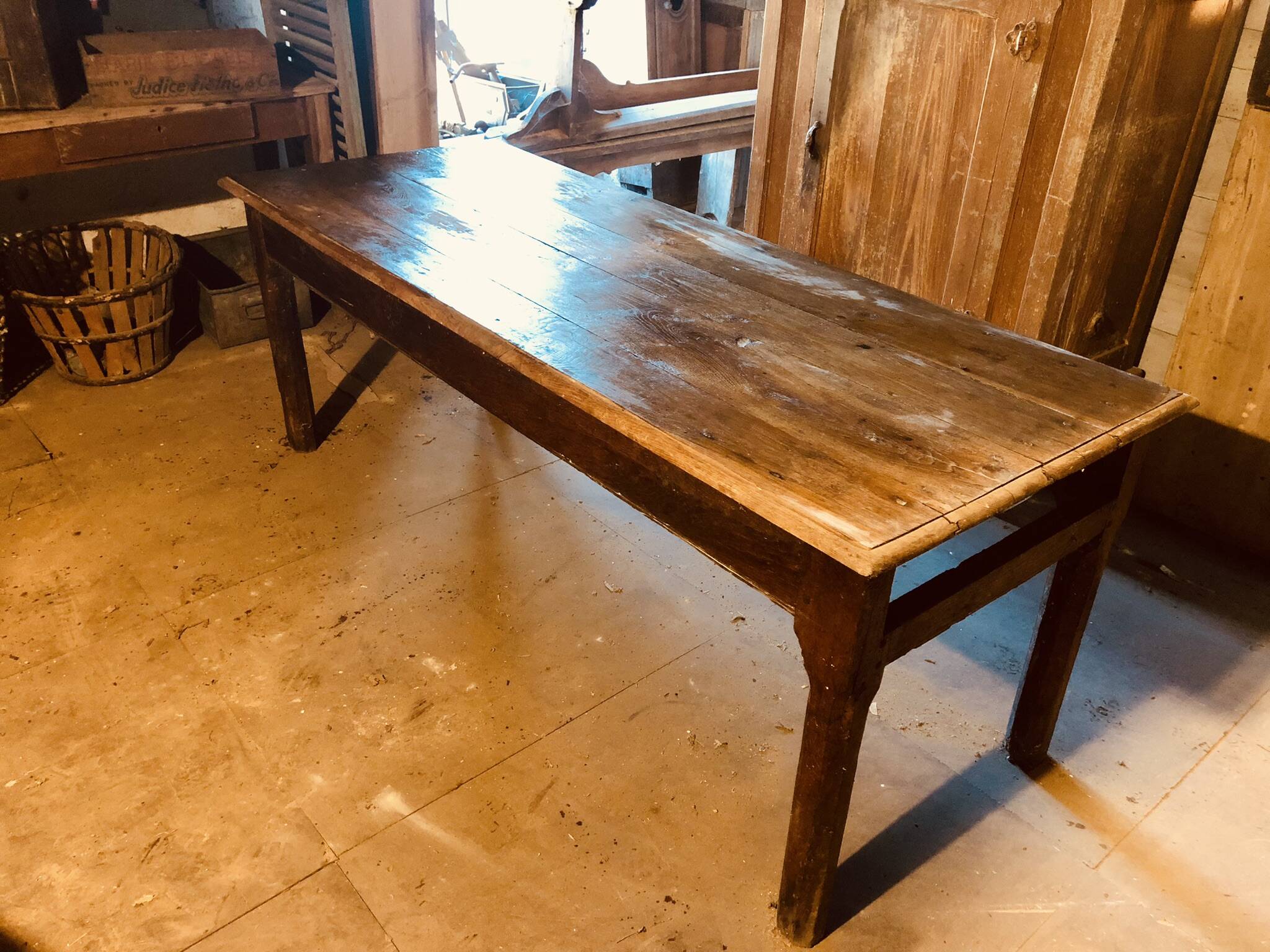 Large country table in cherry wood, late 1800s