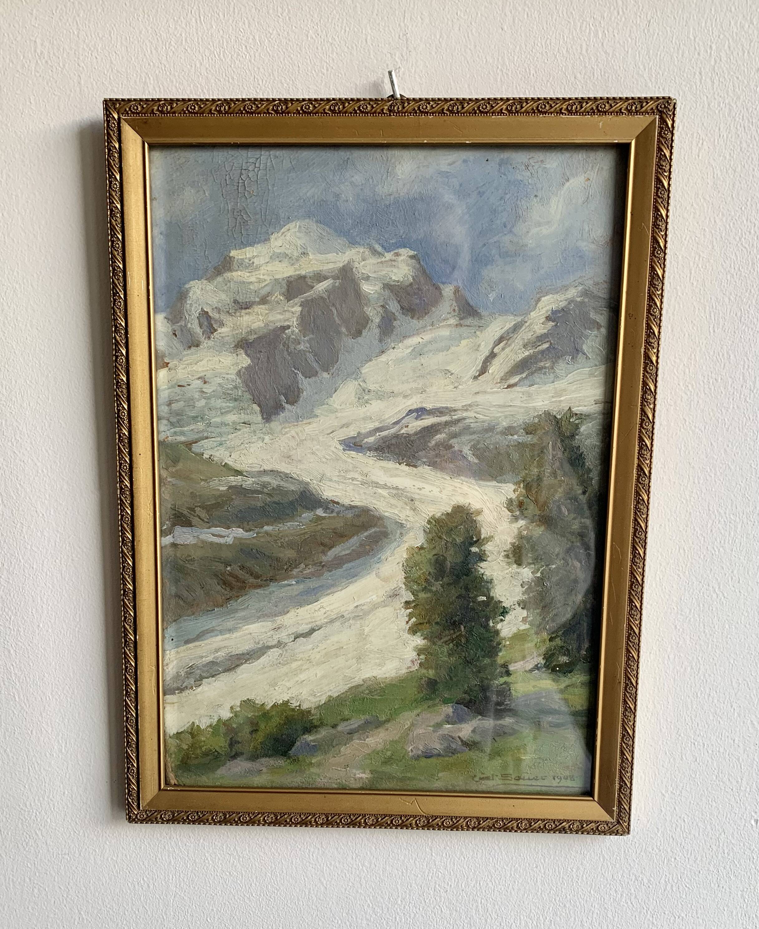Original Oil Painting – Alpine Landscape, 1908