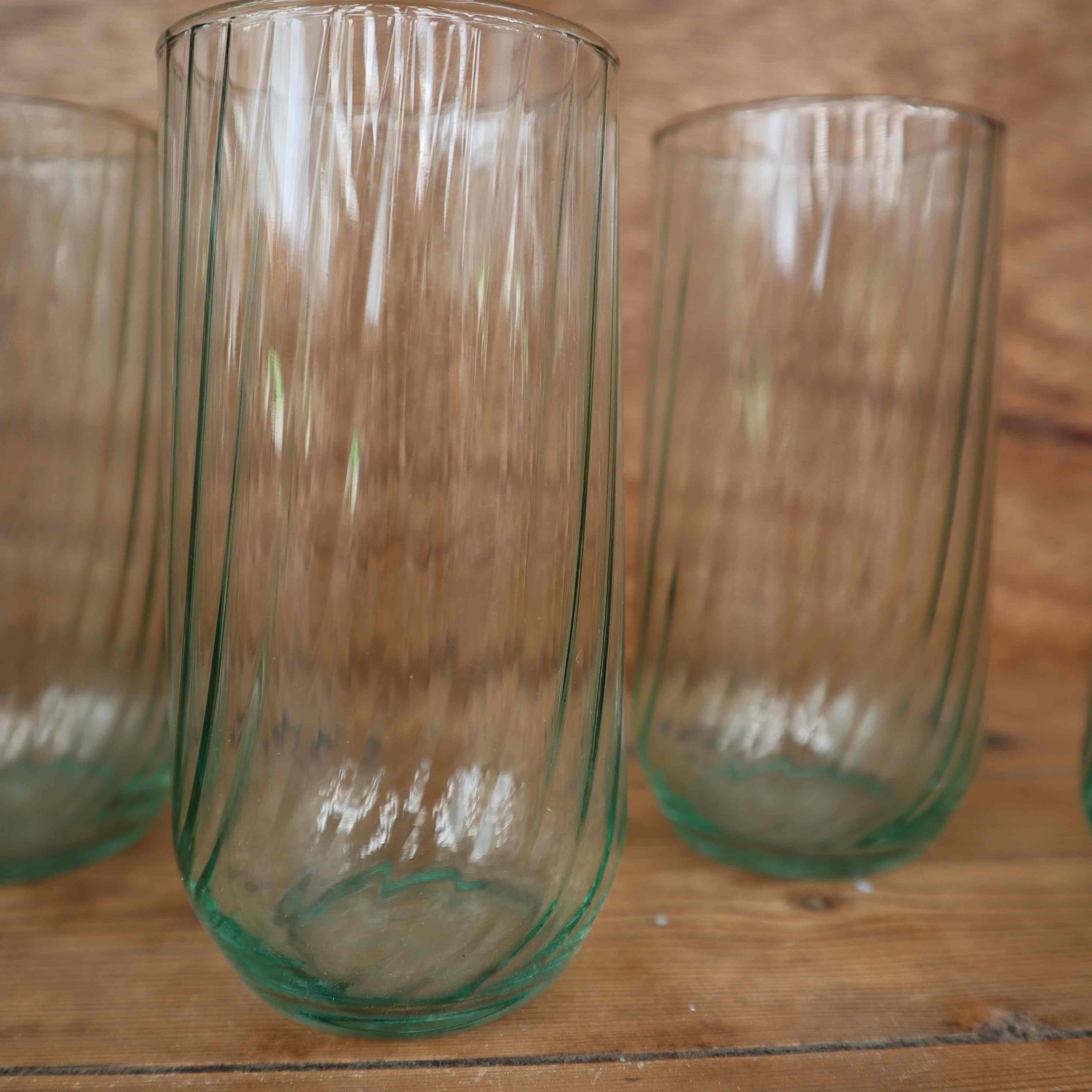 6 Luminarc Optical Swirl Green Water Glasses