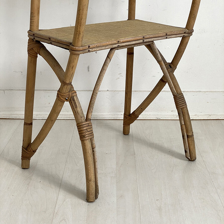 Bedside table in vintage rattan 60's