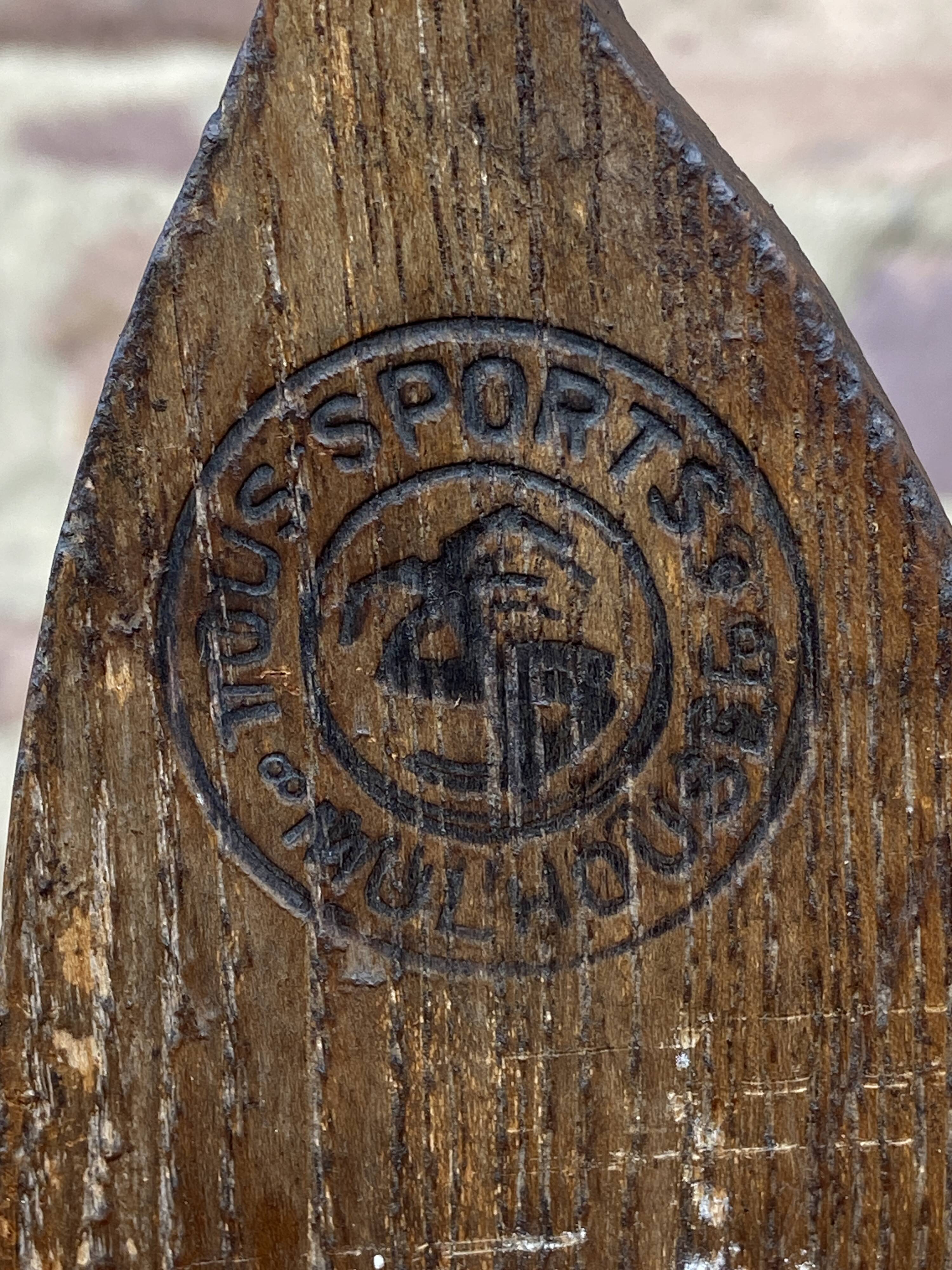 Pair of vintage wooden skis 1900-1920 mountain sport alsace chalet alps