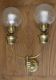 ART DECO brass wall light, two glass globes