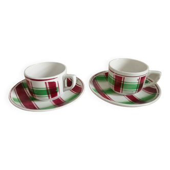 2 coffee cups 2 saucers Sarreguemines Sousse