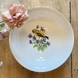 Vintage porcelain salad bowl - bird and flower decorations