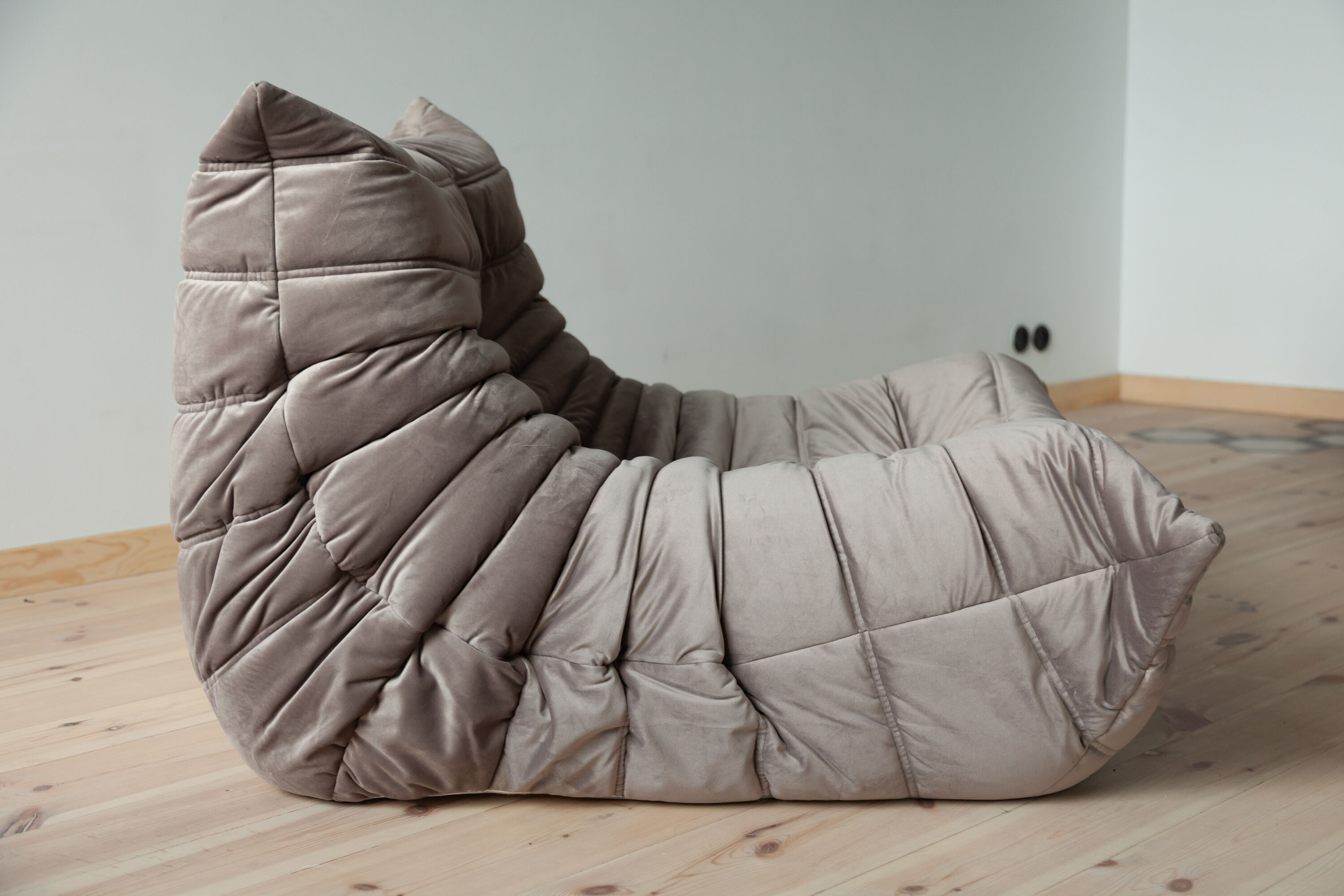 3-seater sofa, armchair and ottoman Togo velvet sofa designed by Michel Ducaroy 1973