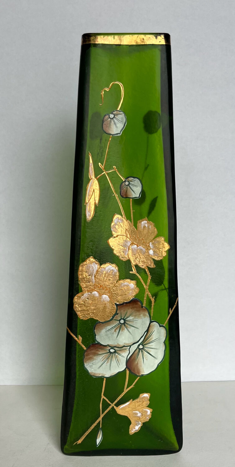Art Nouveau vase in painted glass