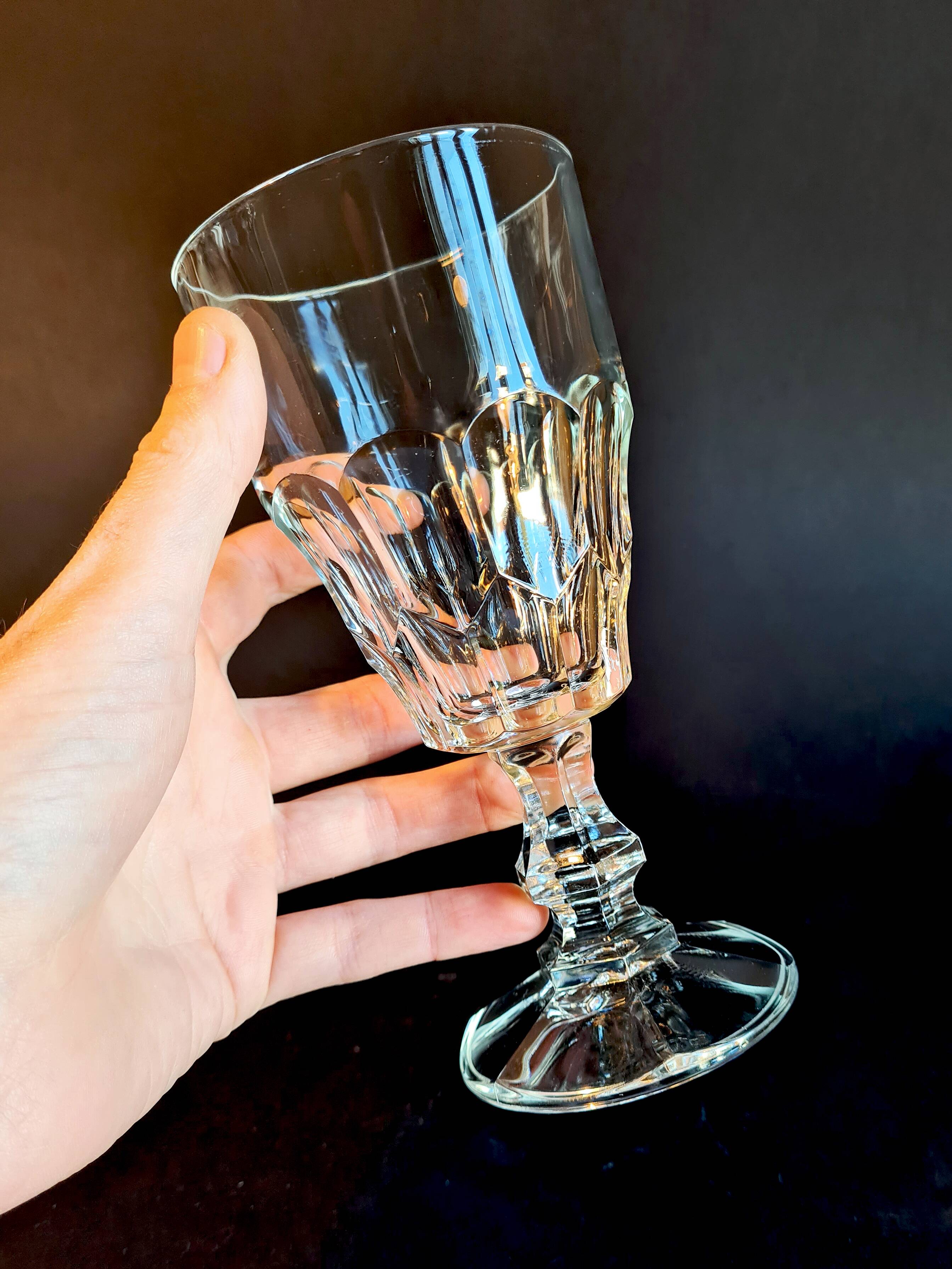 12 large stemmed glasses, vintage