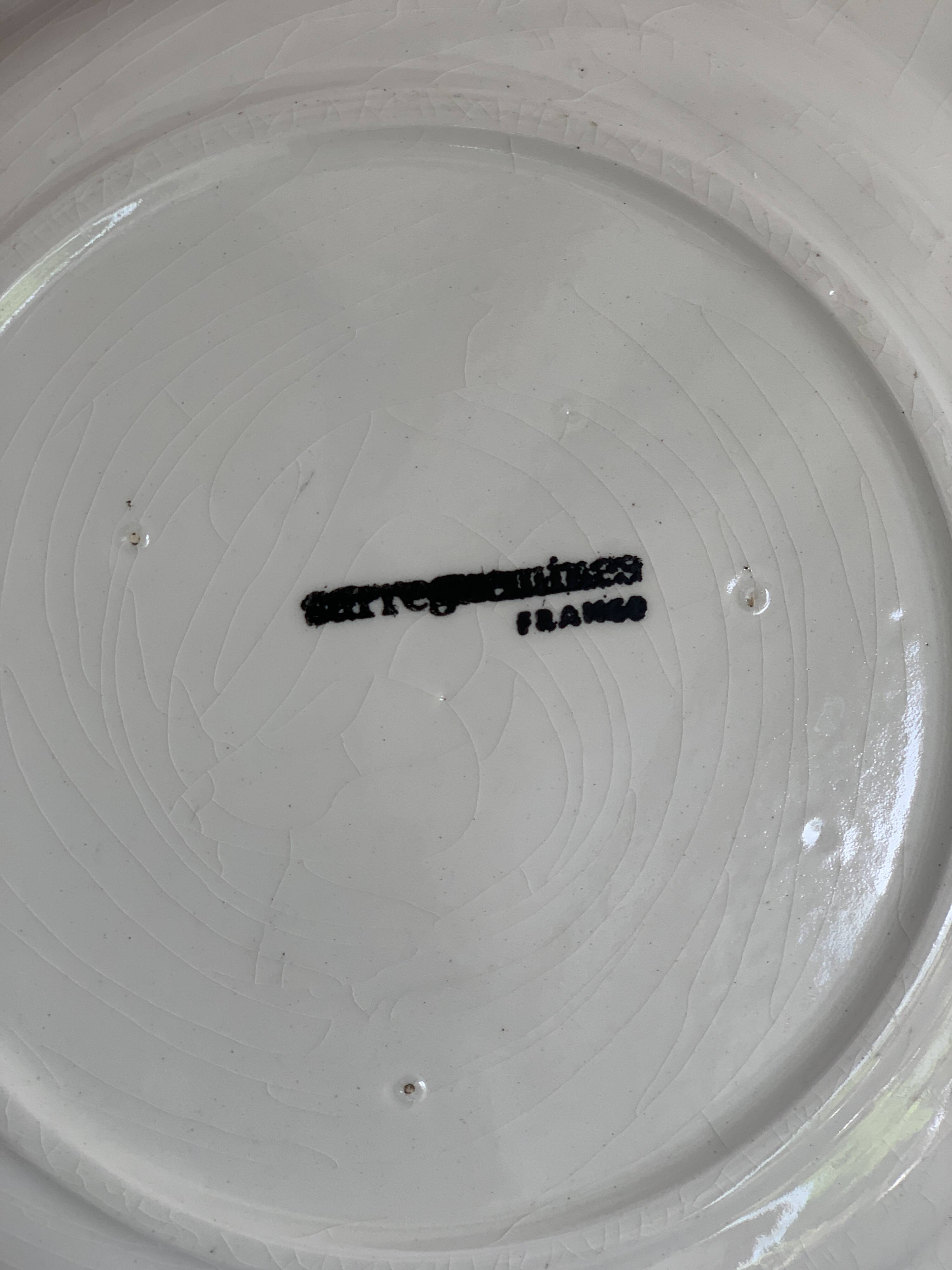 Pair of Sarreguemines iron earth plates